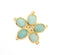 Amazonite Faceted Oval Connector Charm, 10mm × 11mm, Gold Plated Brass, Sold As 1 Connector.